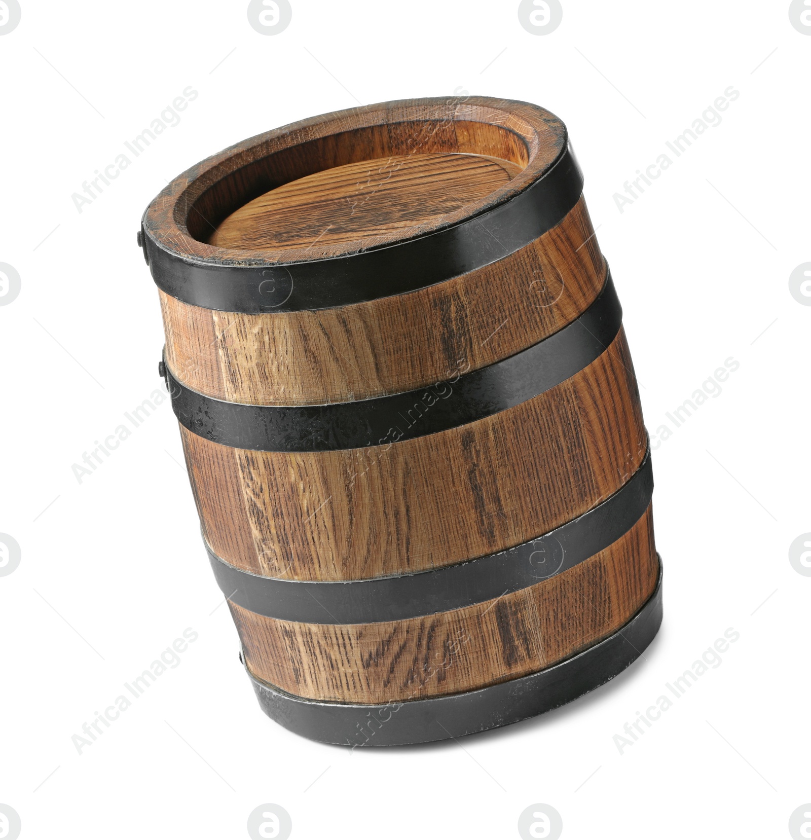 Photo of One traditional wooden barrel isolated on white