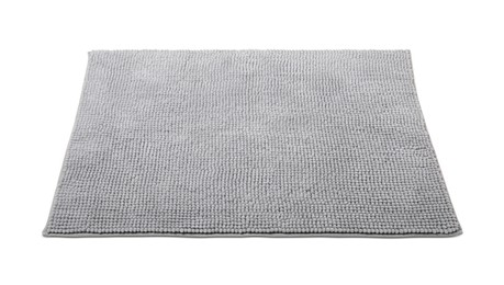 Photo of Grey soft bath mat isolated on white