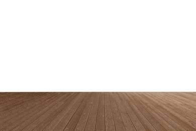 Image of Empty wooden surface isolated on white. Mockup for design