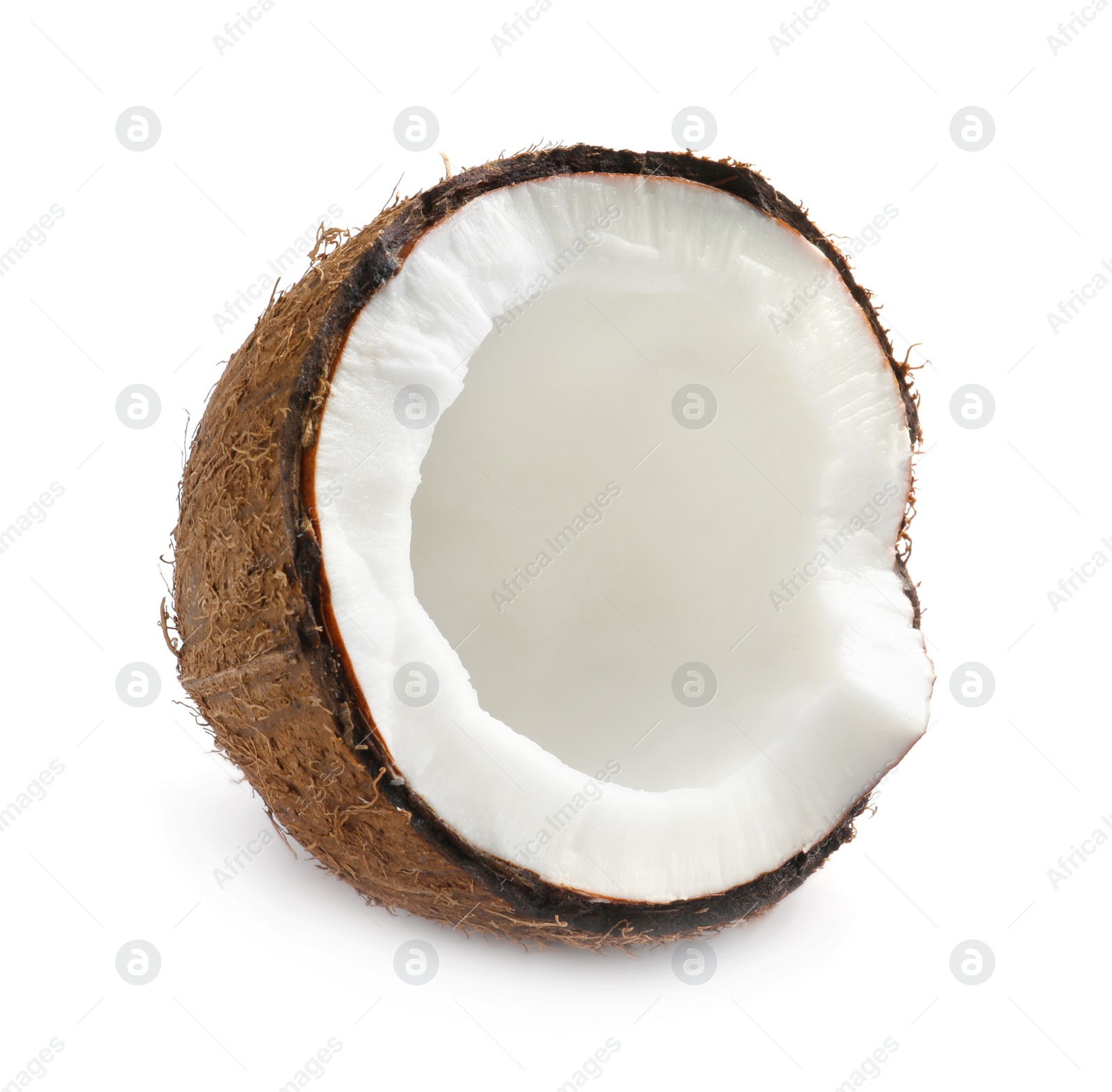 Photo of Half of ripe coconut isolated on white