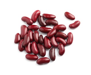 Photo of Pile of red beans on white background, top view