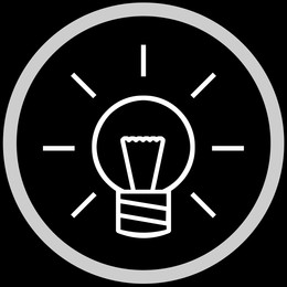 Image of Glowing light bulb in frame, illustration on black background