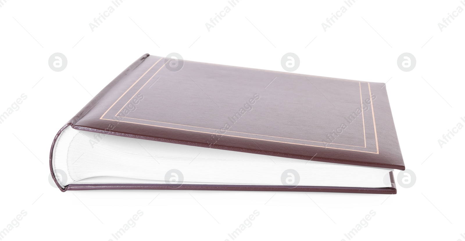 Photo of Brown closed photo album isolated on white