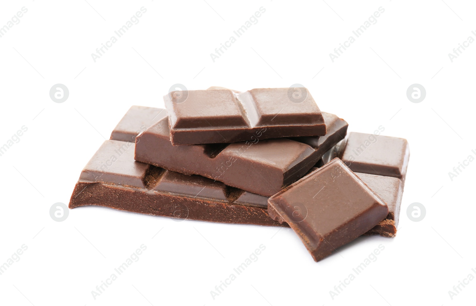 Photo of Delicious black chocolate on white background