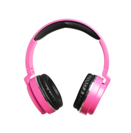 Stylish headphones with pads on white background