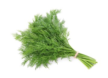 Bunch of fresh green dill isolated on white, top view