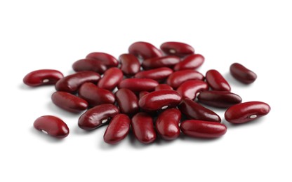 Pile of red beans on white background