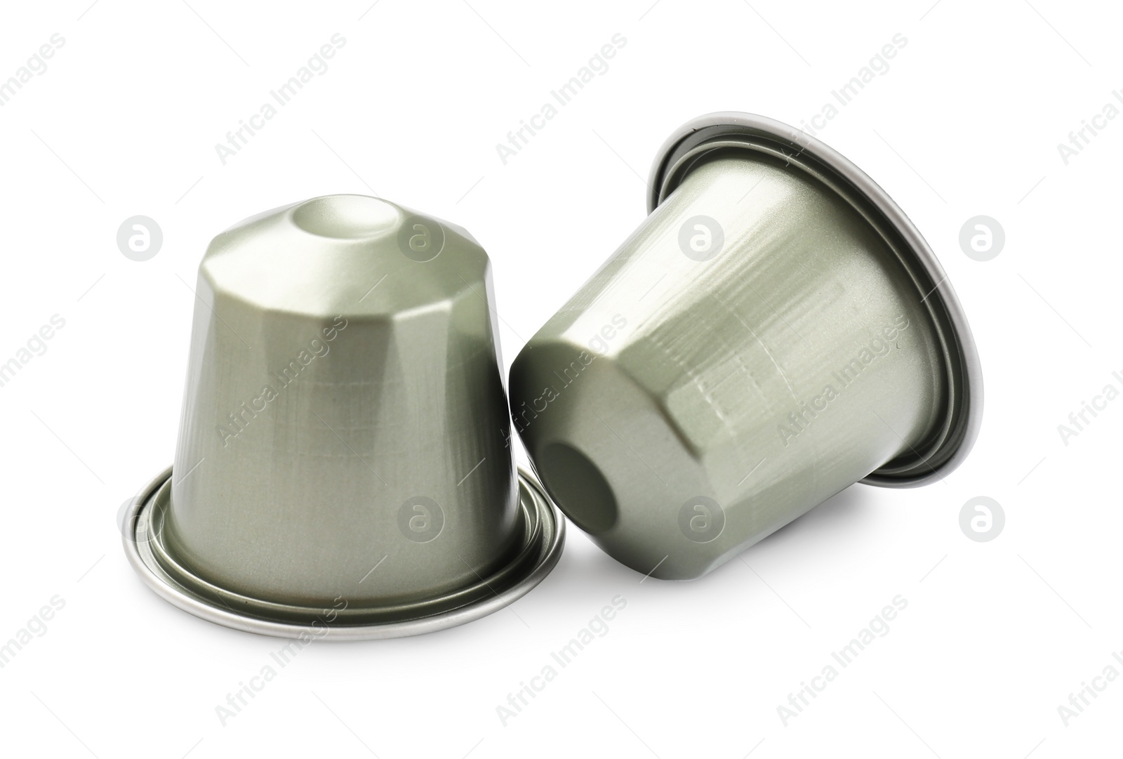 Photo of Two plastic coffee capsules isolated on white