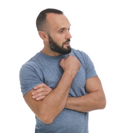 Portrait of handsome man on white background