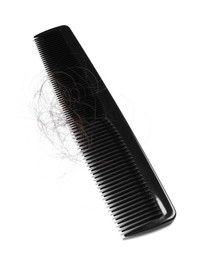 Photo of Comb with lost hair isolated on white