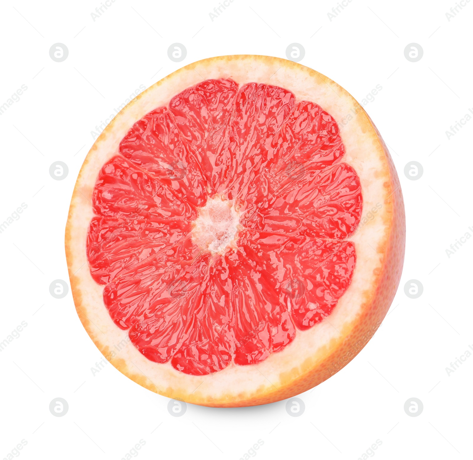 Photo of Citrus fruit. Half of fresh grapefruit isolated on white