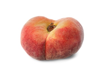 Fresh ripe donut peach isolated on white