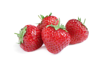Photo of Sweet fresh ripe strawberries on white background