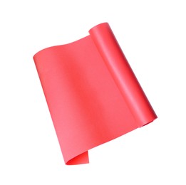 Photo of Bright pink camping mat isolated on white, top view