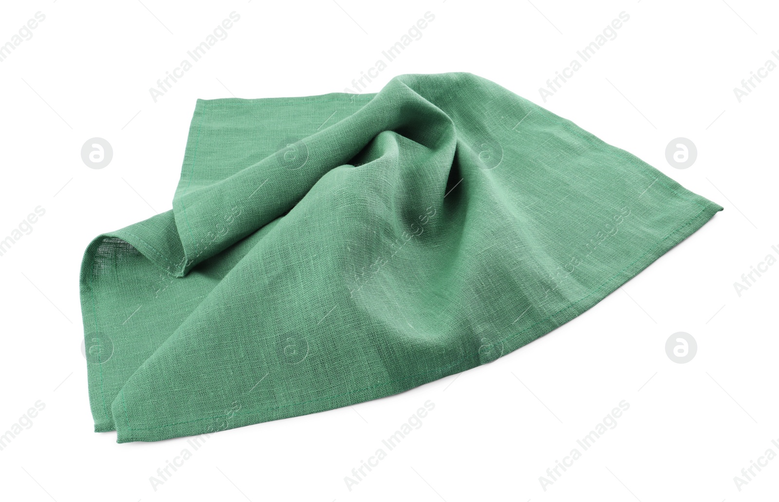 Photo of Green cloth kitchen napkin isolated on white