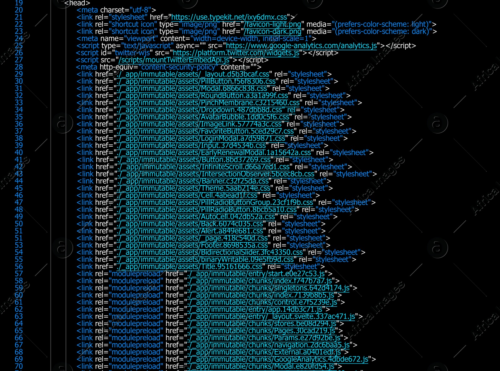 Illustration of Source code written in programming language on black background