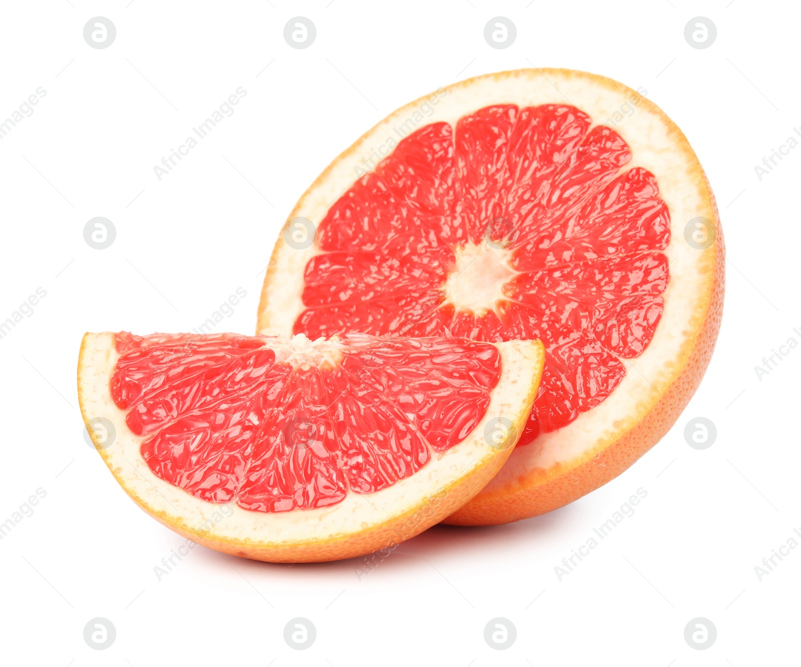 Photo of Ripe grapefruit on white background. Fresh fruit