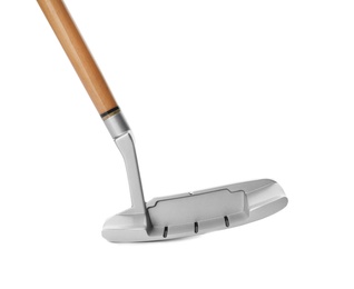 Photo of Golf club on white background. Sport equipment