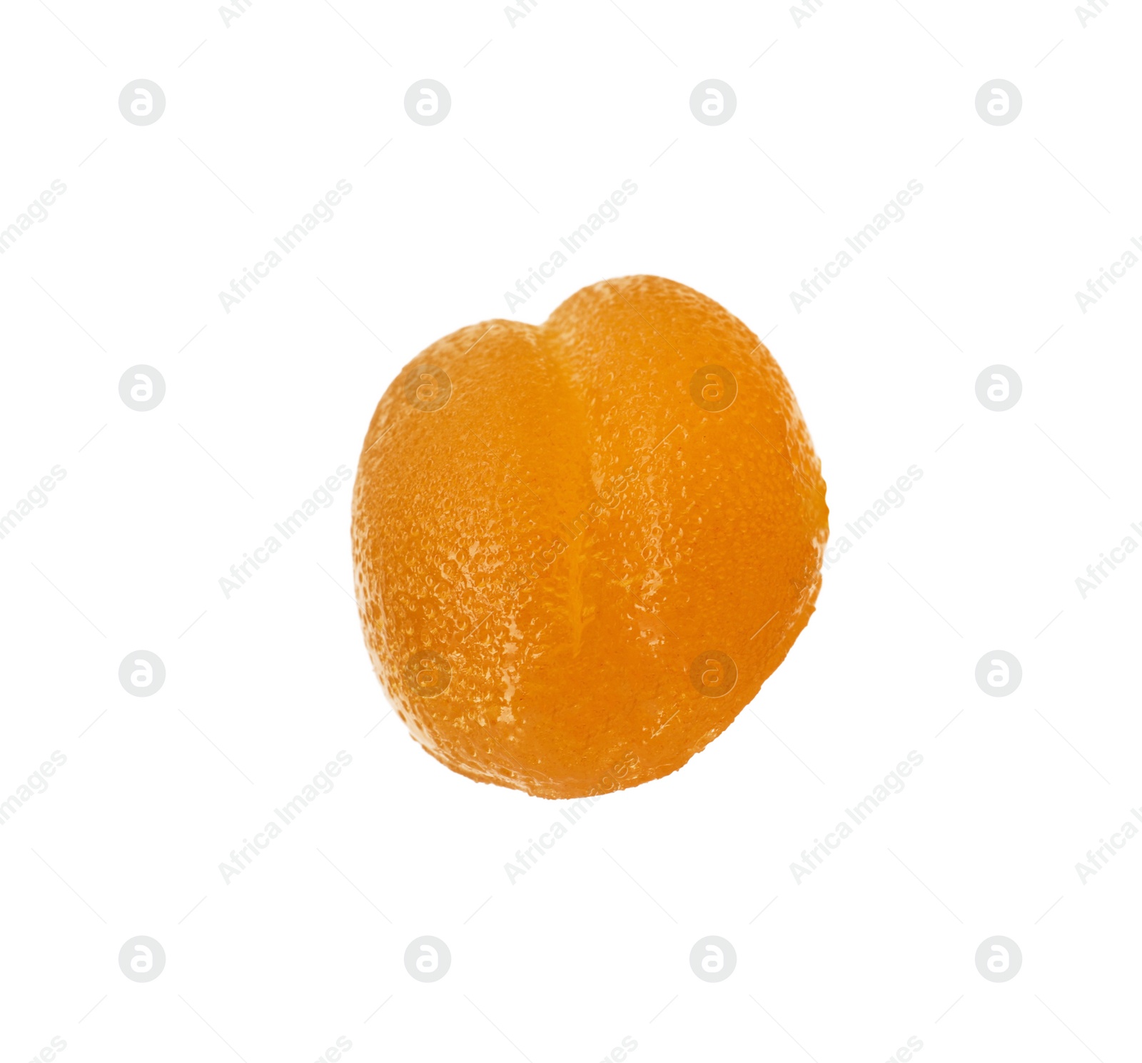 Photo of Delicious yellow gummy candy isolated on white