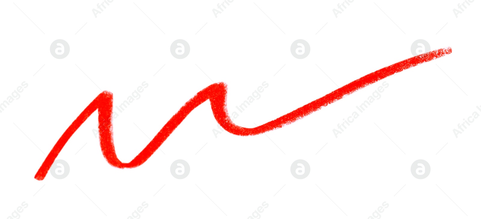 Photo of Red pencil scribble on white background, top view