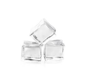 Photo of Crystal clear ice cubes isolated on white