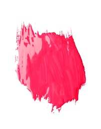 Photo of Abstract brushstroke of pink paint isolated on white