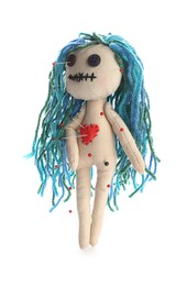 Voodoo doll with pins isolated on white