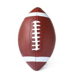 Leather American football ball on white background