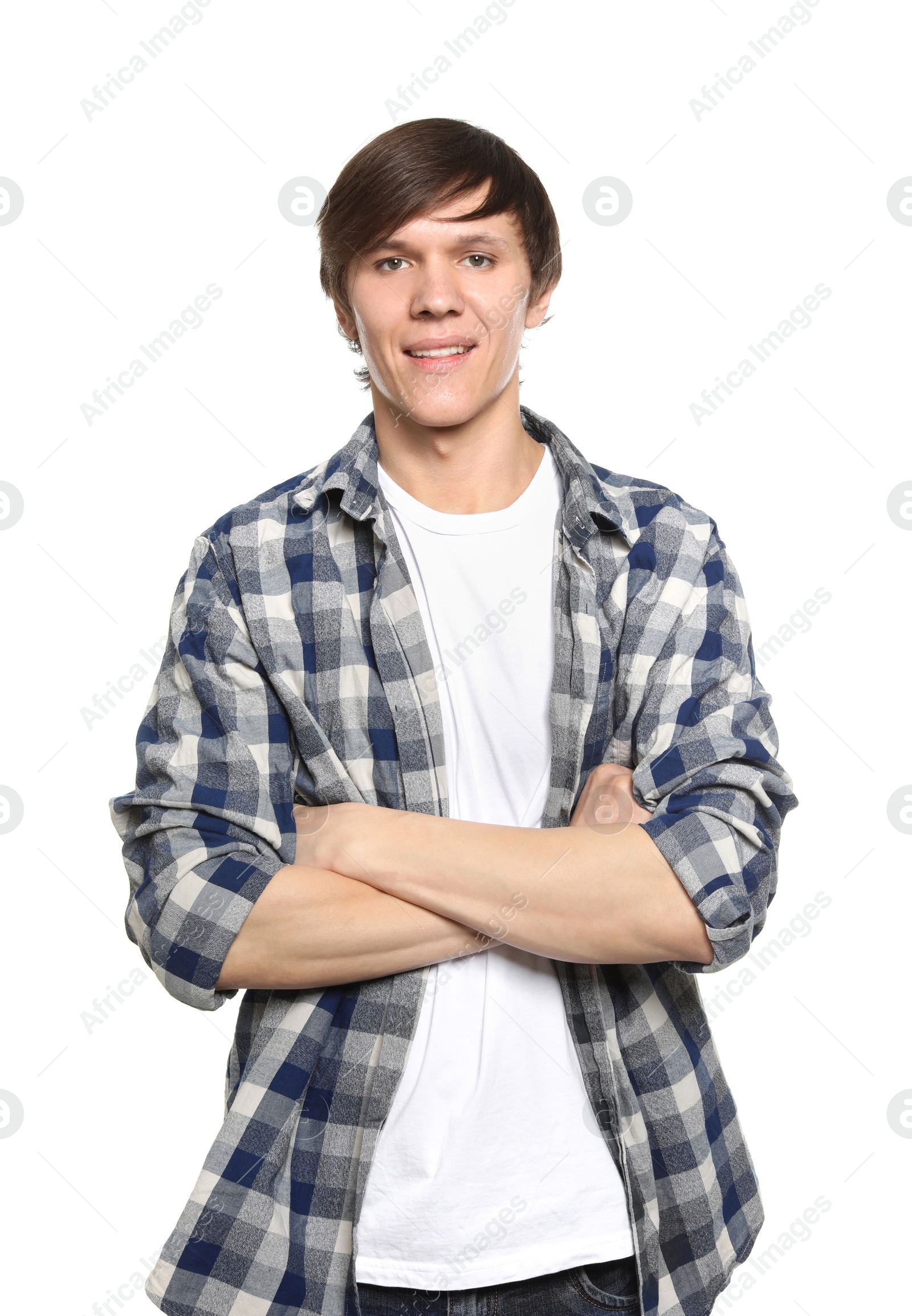 Photo of Portrait of confident young man on white background