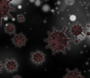 Image of Abstract illustration of virus on black background