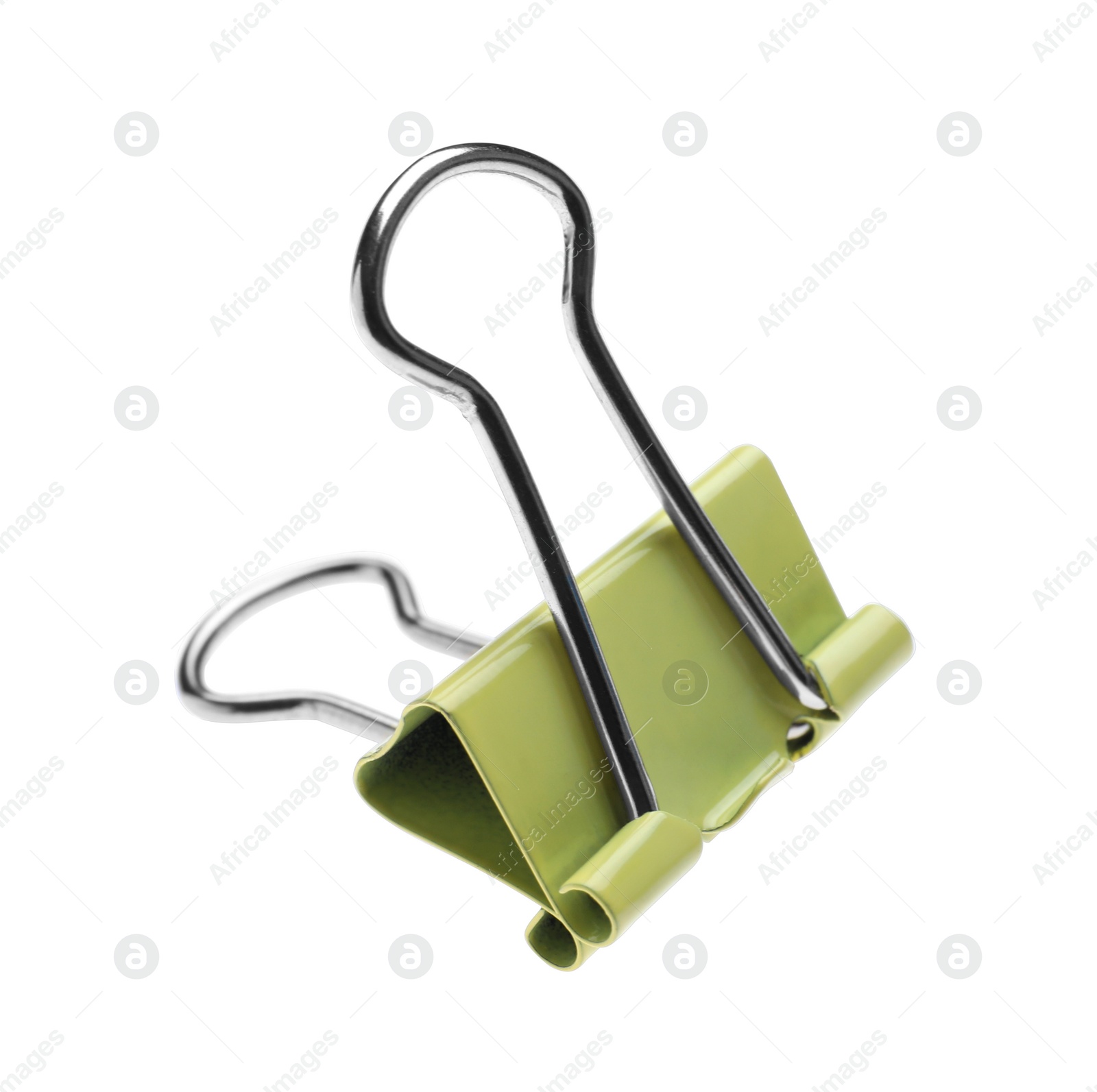 Photo of Colorful paper clip isolated on white. School stationery
