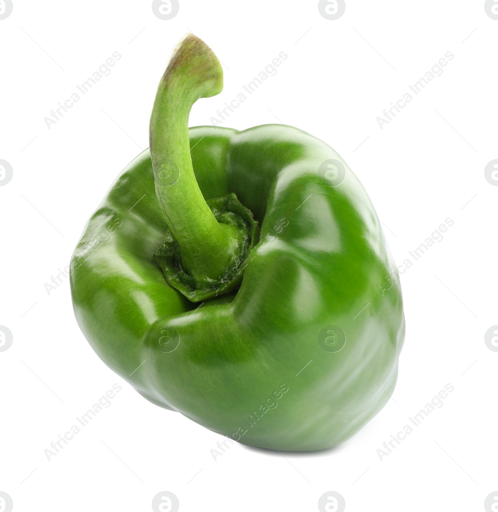 Photo of Ripe green bell pepper on white background