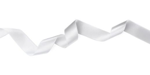 One white satin ribbon isolated on white