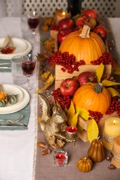 Photo of Beautiful autumn place setting and decor on table