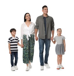 Photo of Children with their parents together on white background