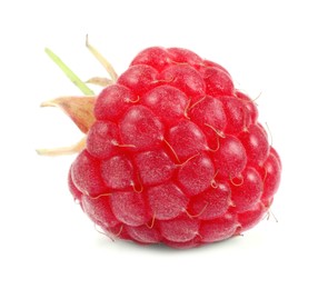 Photo of One tasty ripe raspberry isolated on white