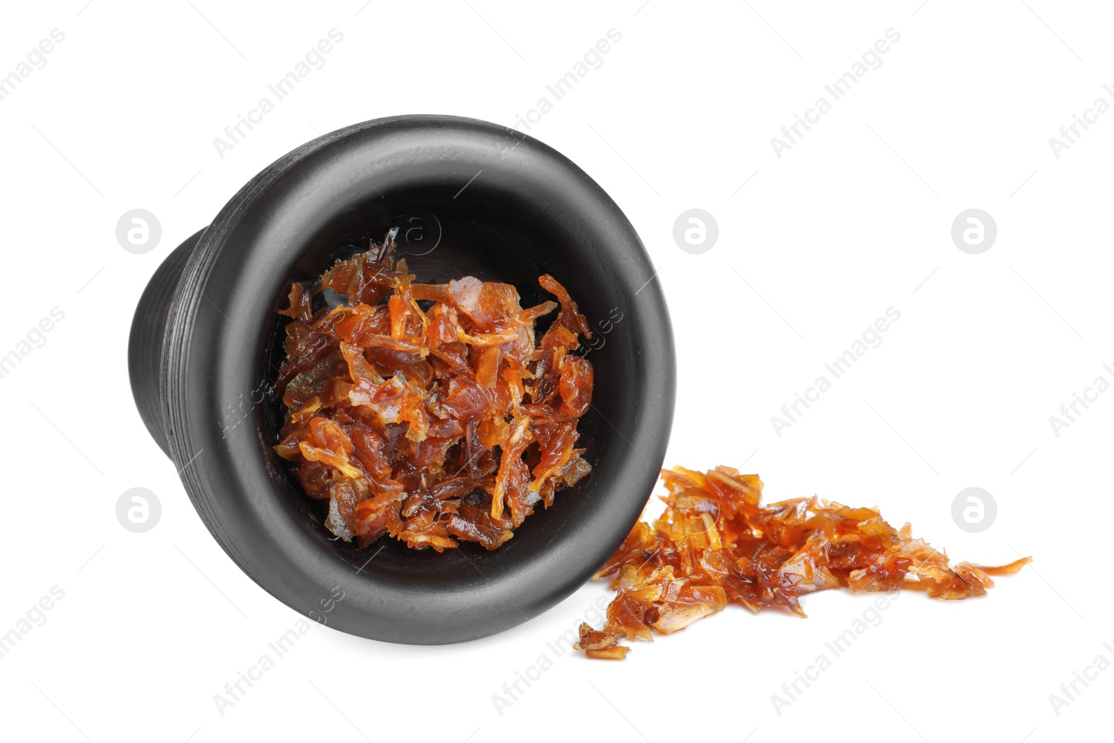 Photo of Hookah bowl with tobacco on white background