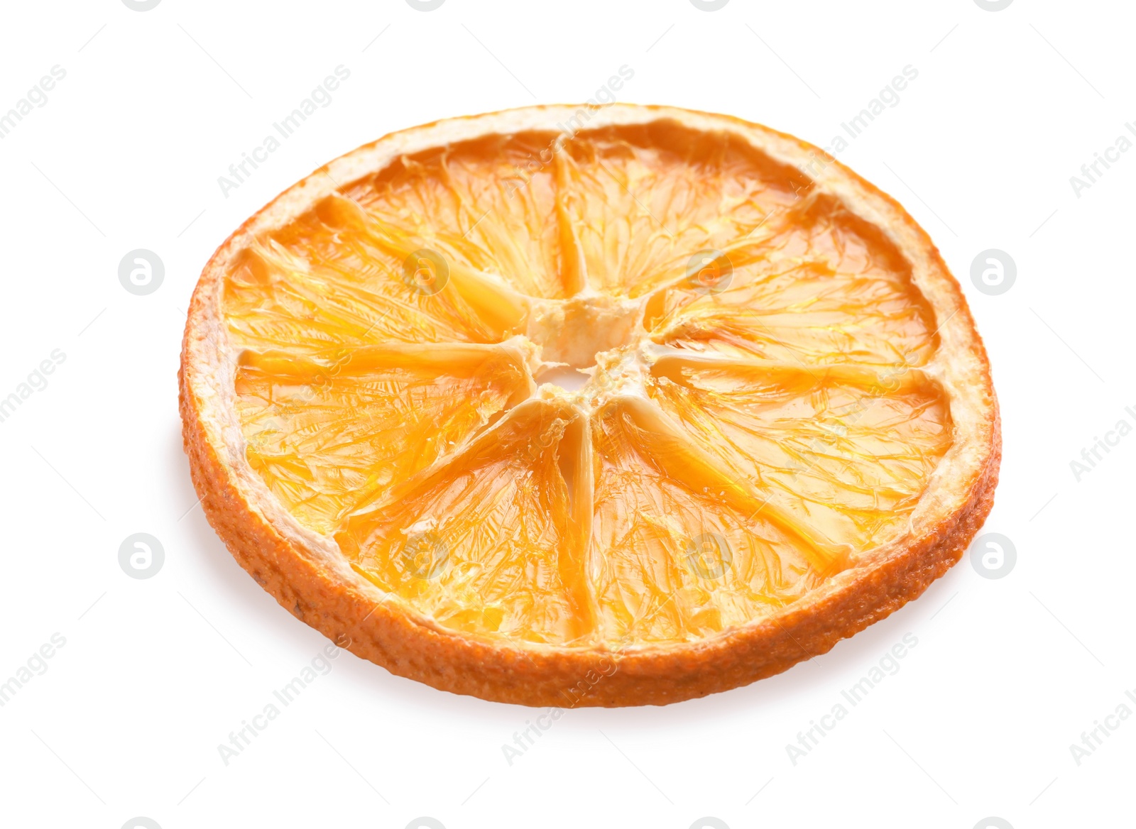 Delicious dry orange slice isolated on white Photo of Delicious dry orange slice isolated on white