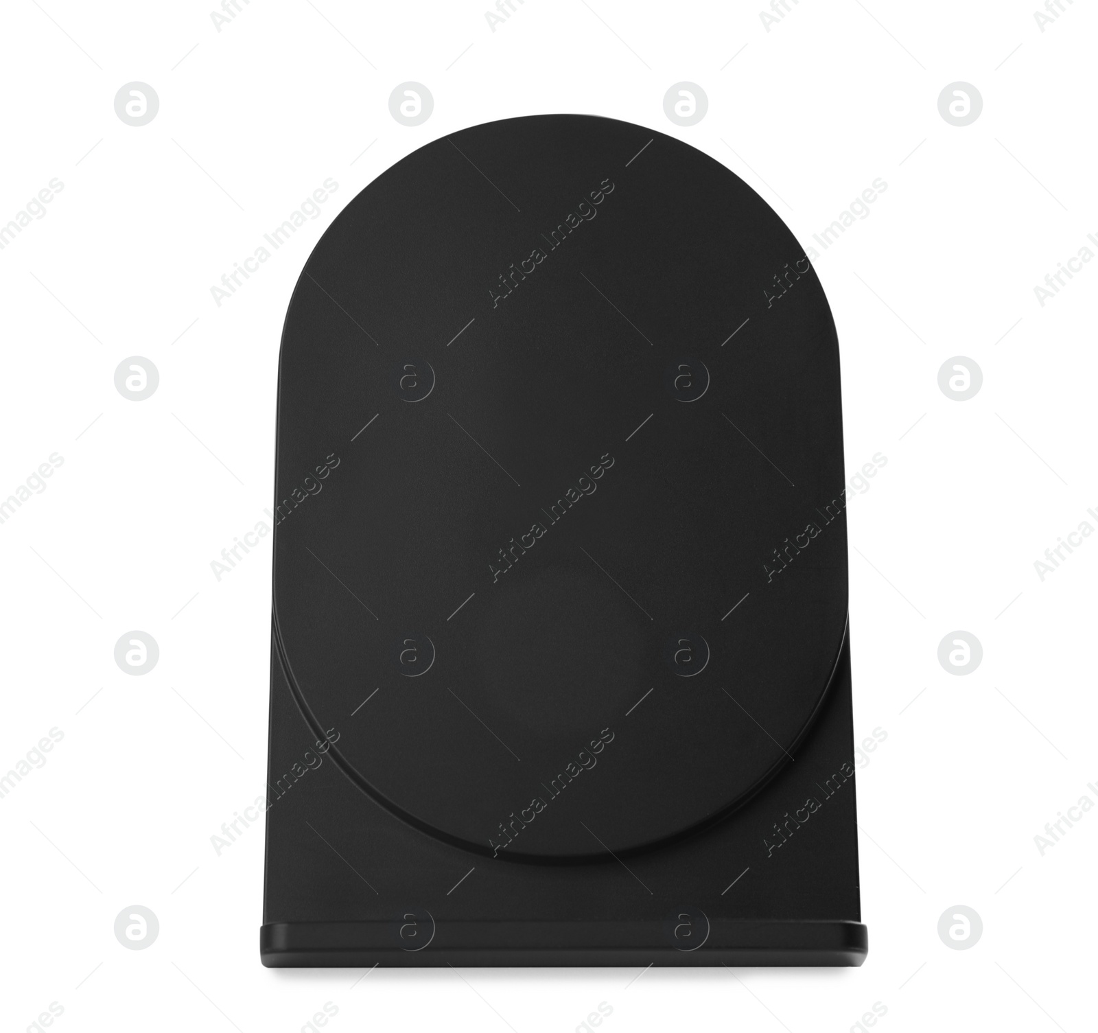 Photo of Black wireless charger isolated on white. Modern technology