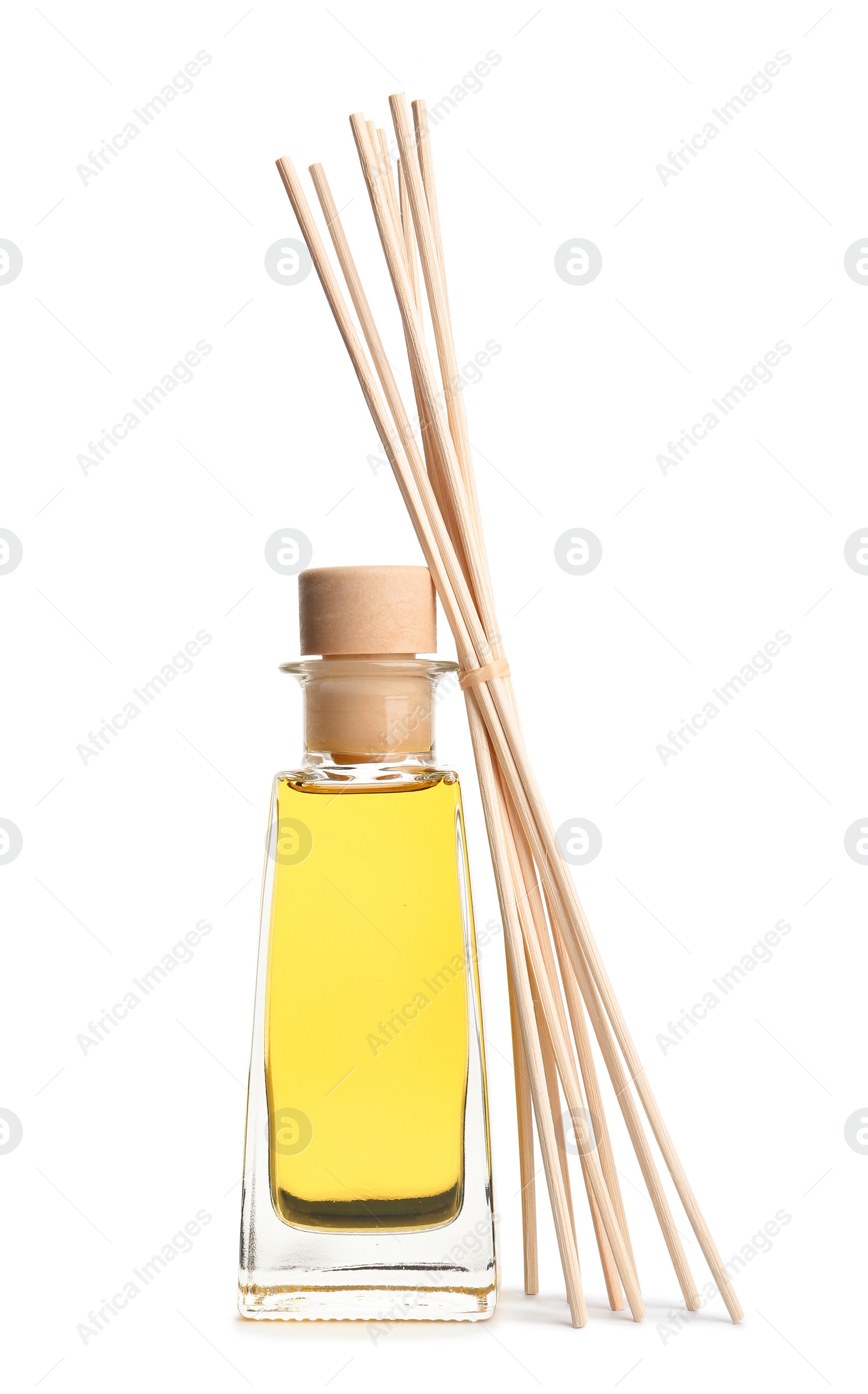 Photo of New reed air freshener on white background