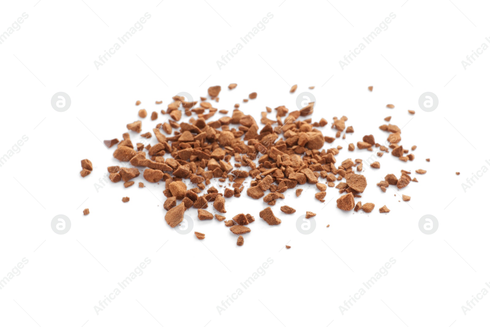 Photo of Heap of aromatic instant coffee isolated on white