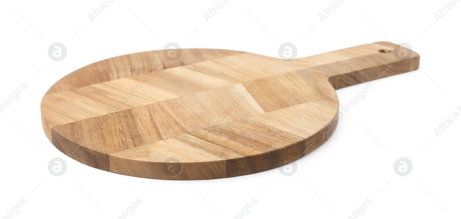 Photo of One wooden board isolated on white. Cooking utensils
