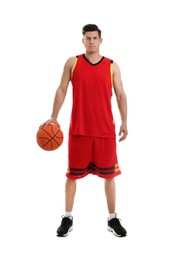 Photo of Basketball player with ball on white background