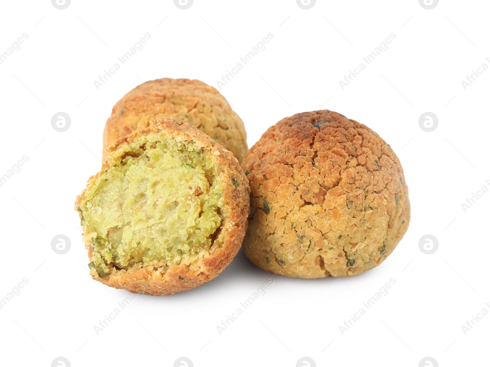 Photo of Delicious fried falafel balls on white background