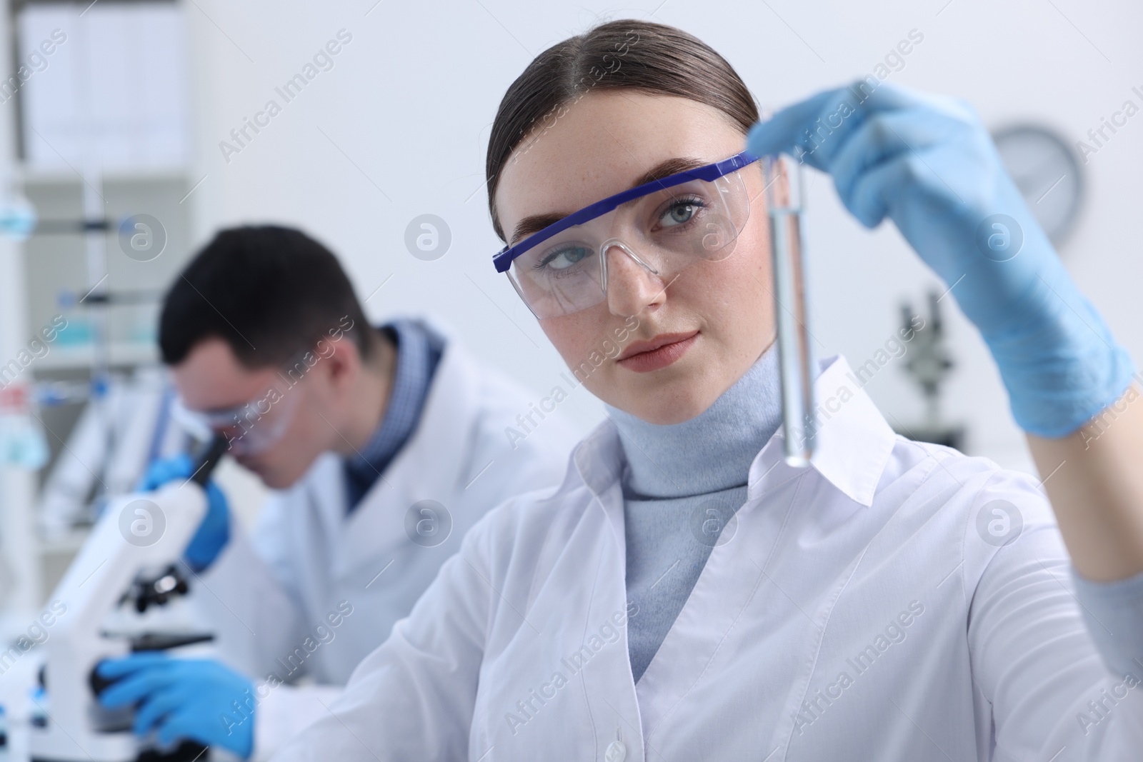 Photo of Scientists working with samples in laboratory. Medical research