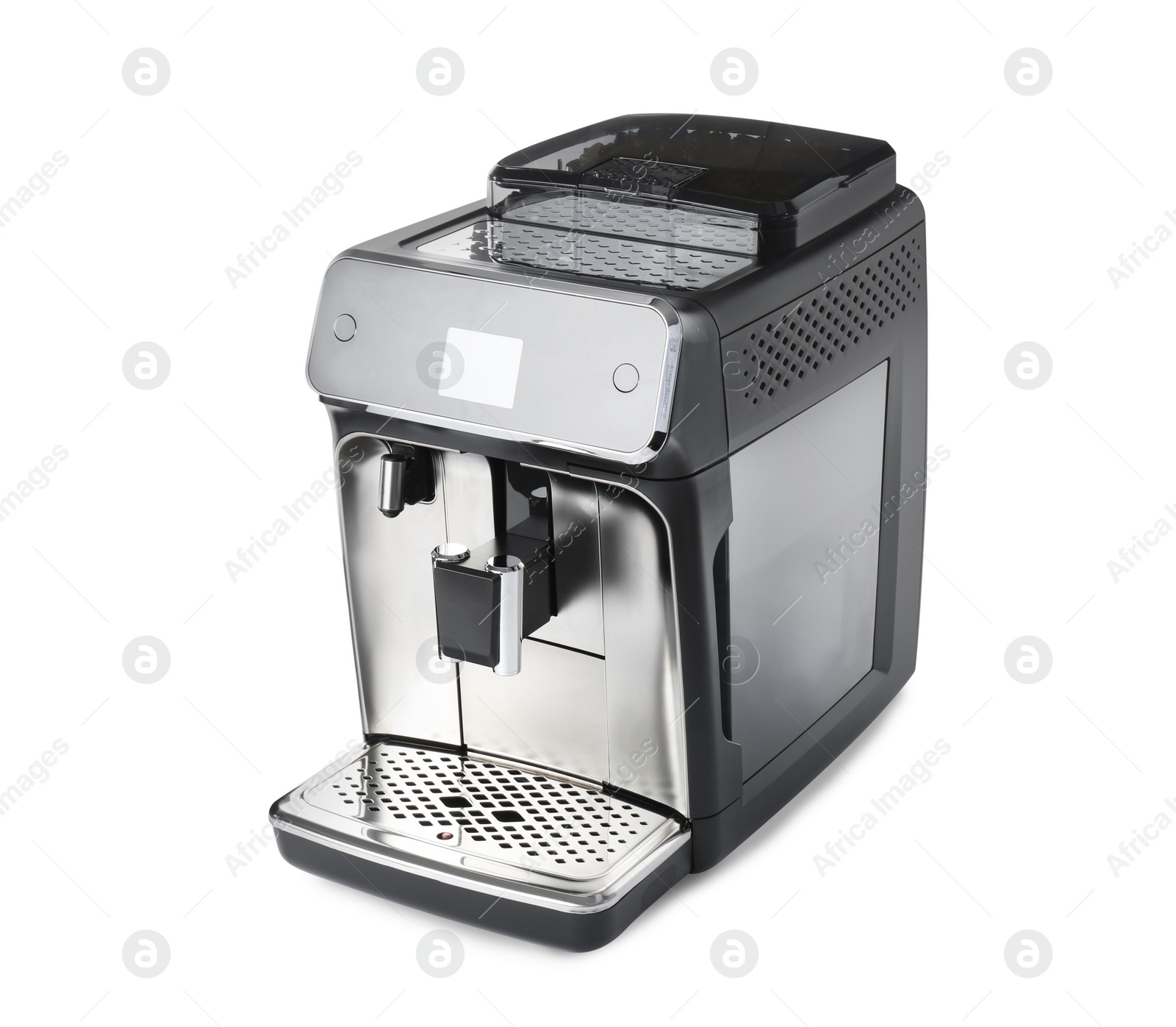 Photo of Modern electric coffee machine isolated on white