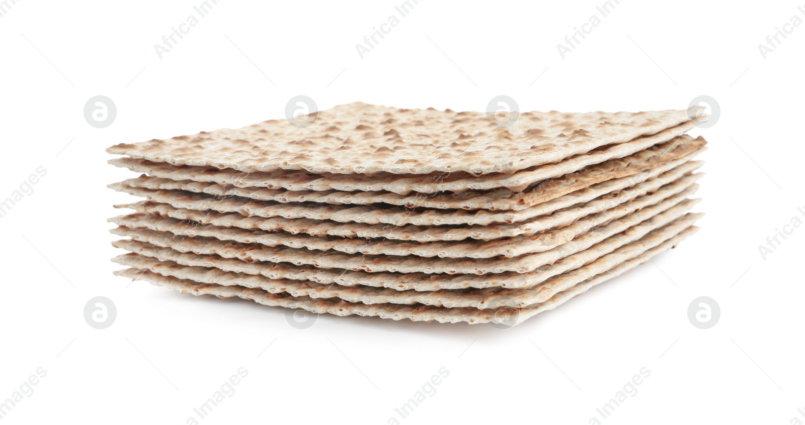 Photo of Passover matzos isolated on white. Pesach celebration