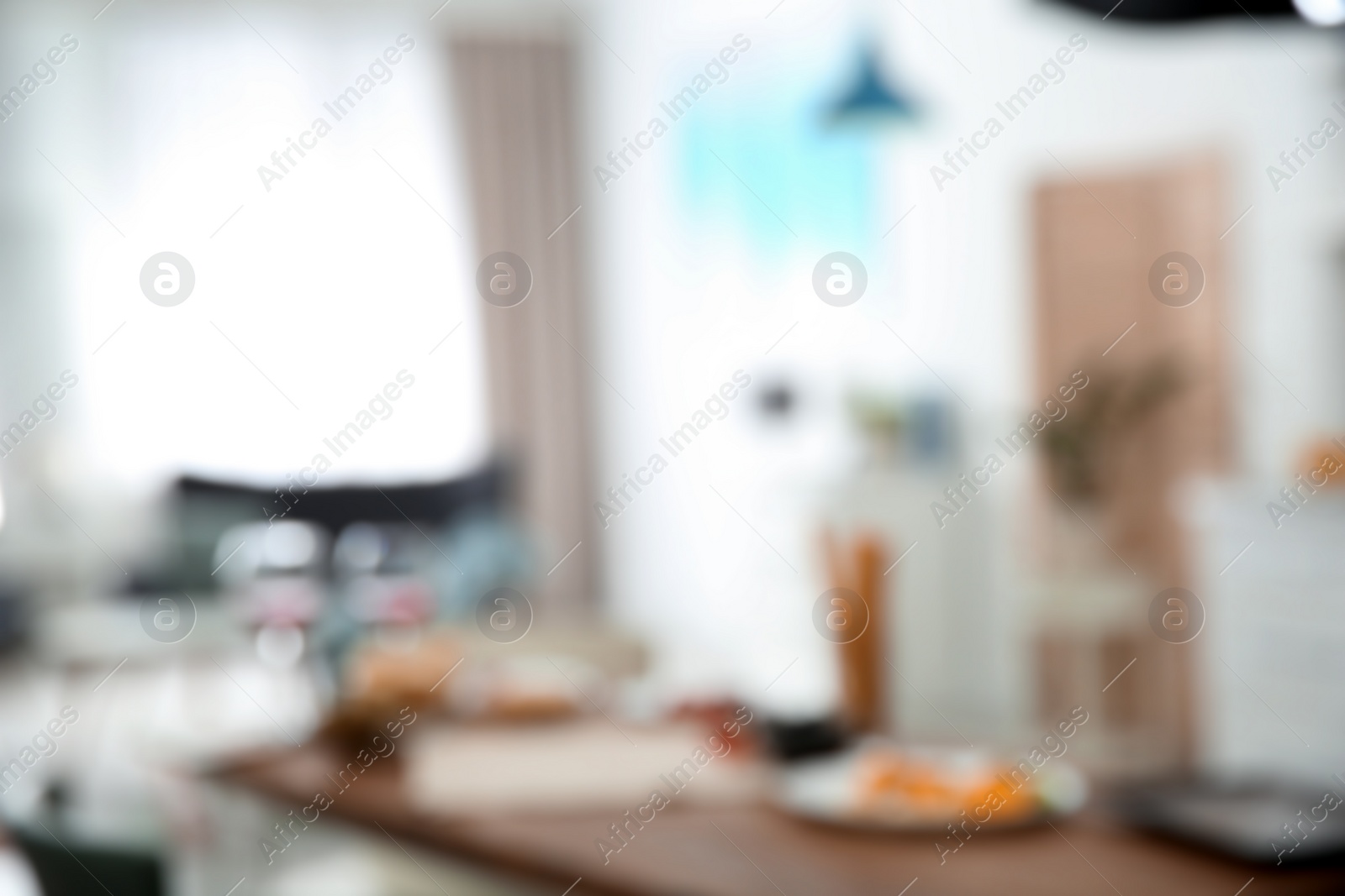 Photo of Blurred view of room interior with bokeh effect