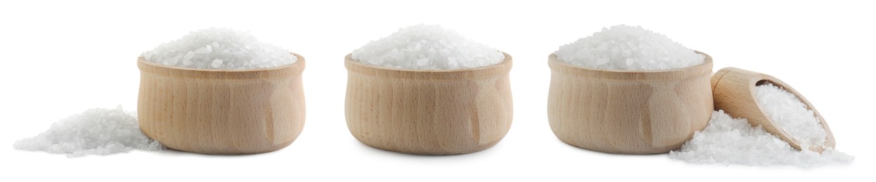 Set of natural salt isolated on white