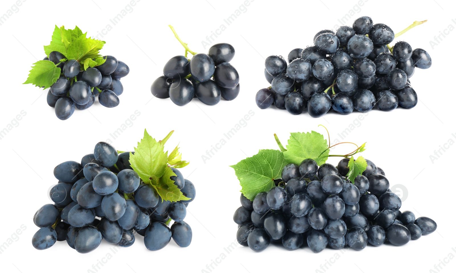 Image of Set of fresh grapes on white background 